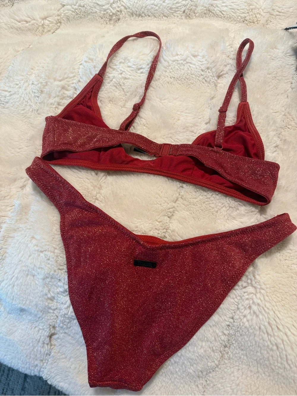 triangl swimwear Red Shimmer Bikini Set